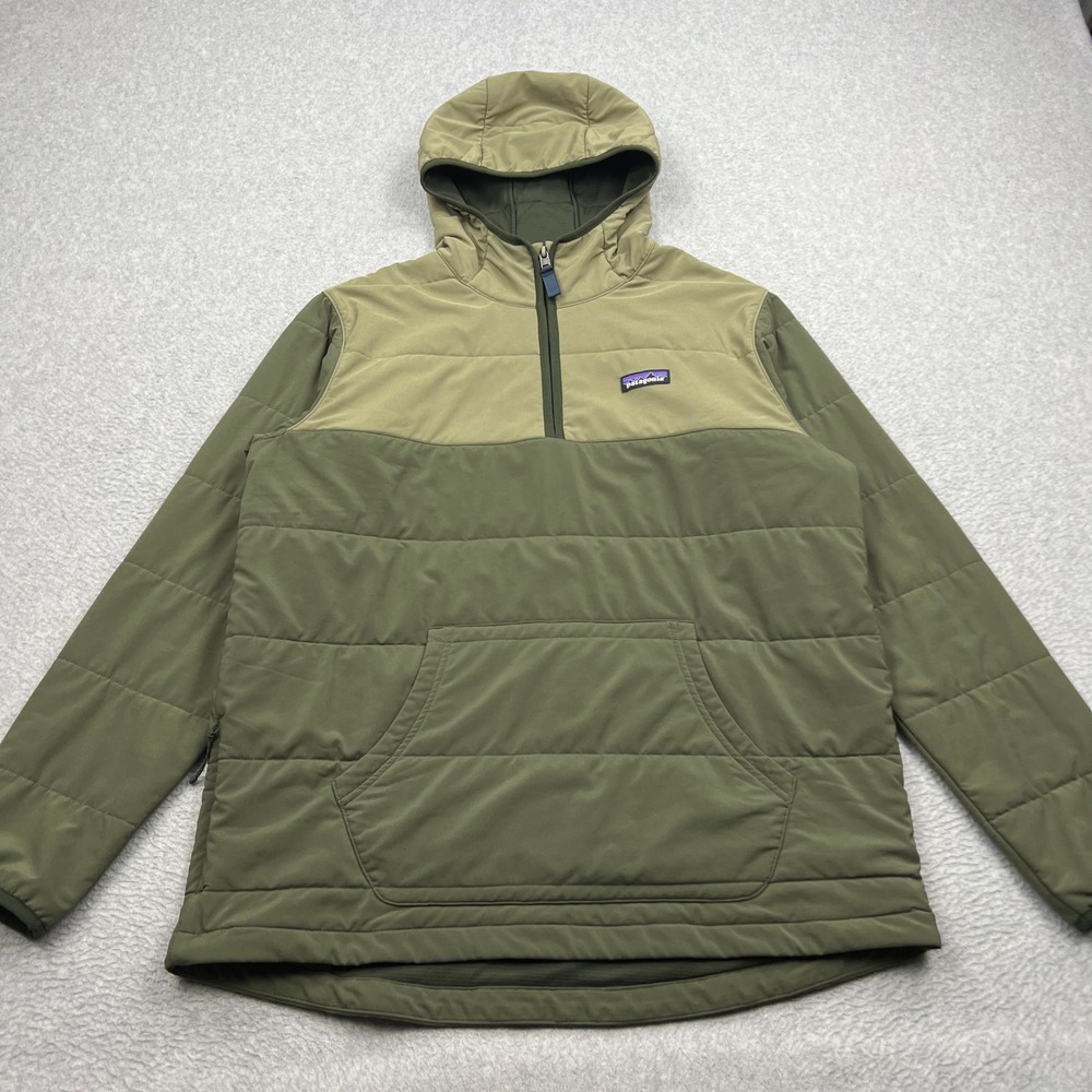 Patagonia Pack In Pullover Hoody Mens Large Green 1/2 Zip Quilted Pullover 20895